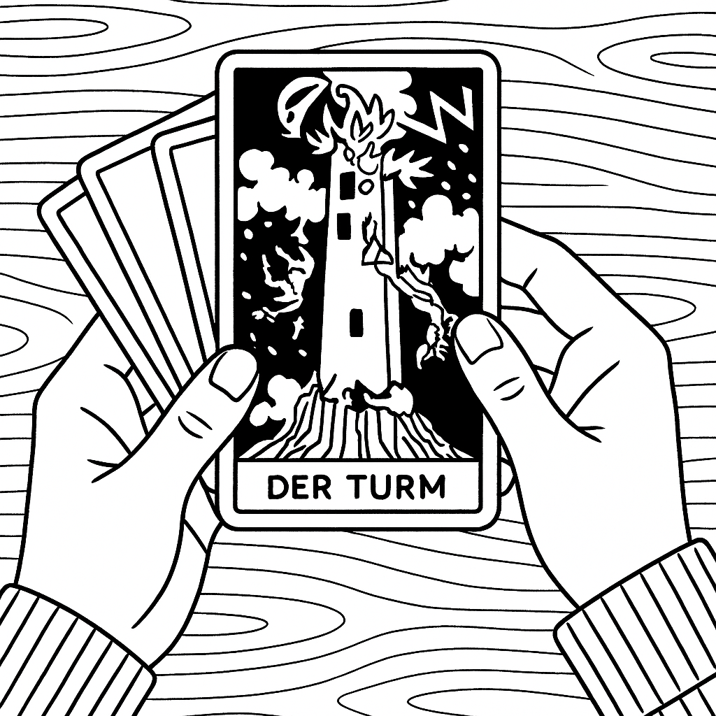 Illustration der Tarotkarte Der Turm in modernem Design